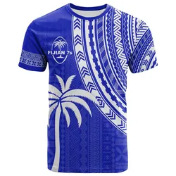 Fiji Rugby Sevens T Shirt Fijian 7s Tapa Polynesian Blue Ver.02 LT13