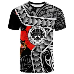 Federated States of Micronesia T-Shirt - Hibiscus Ft Polynesian Pattern