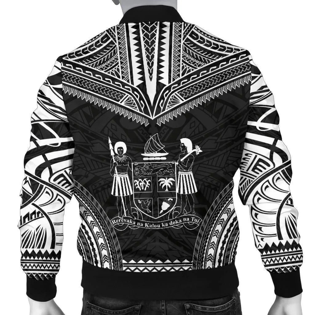 Alohawaii Jacket - Bomber Jacket Fiji Polynesian Chief - Black Version - Bn10