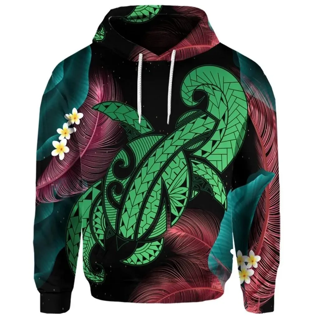 Alohawaii Hoodie - (Personalised) Hawaii Turtle Polynesian Tropical Hoodie - Ghia Style Green - AH - J4R