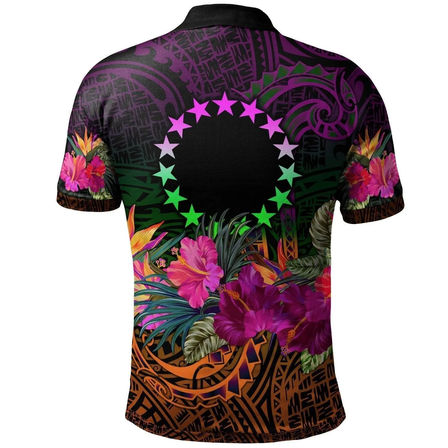 Cook Islands Polynesian Polo Shirt - Summer Hibiscus