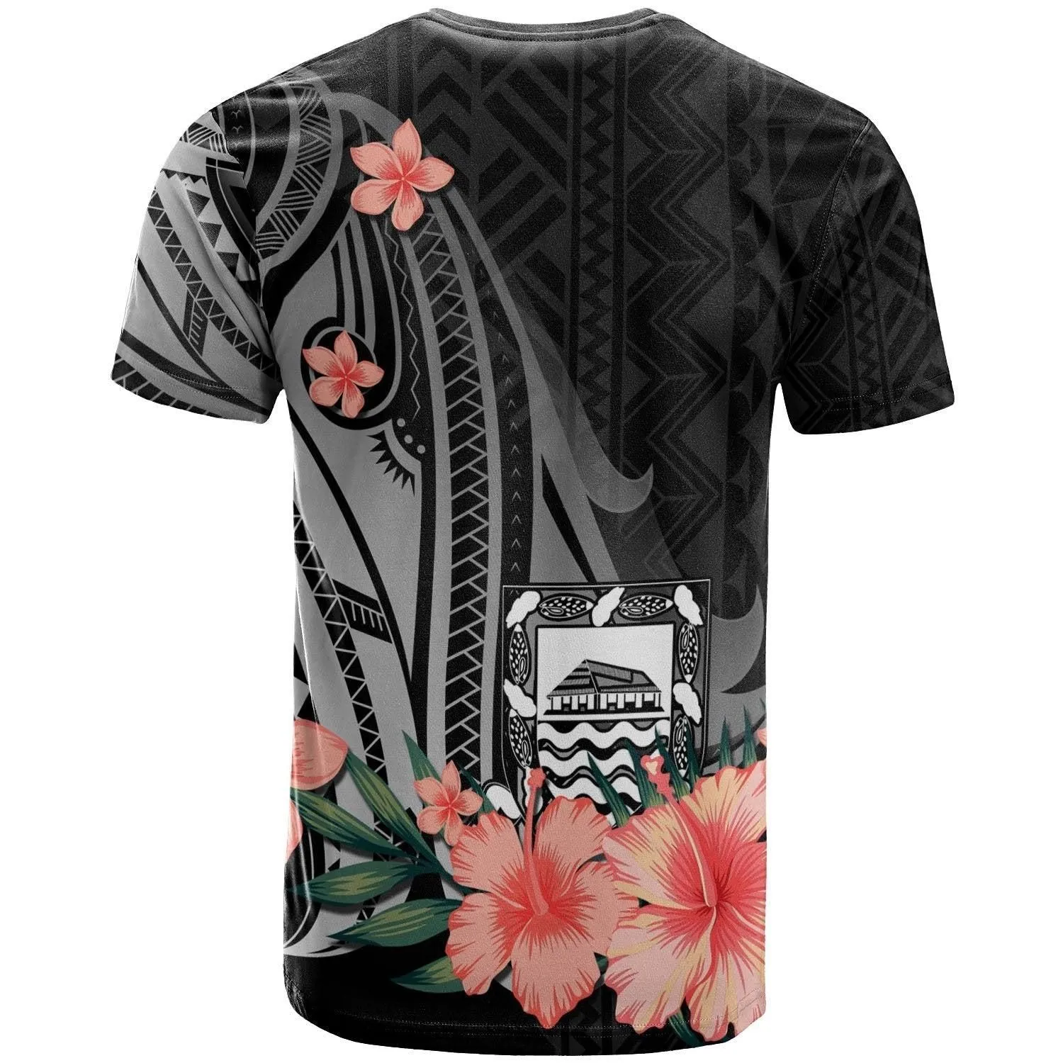 Tuvalu T shirt - Polynesian Hibiscus Pattern Style