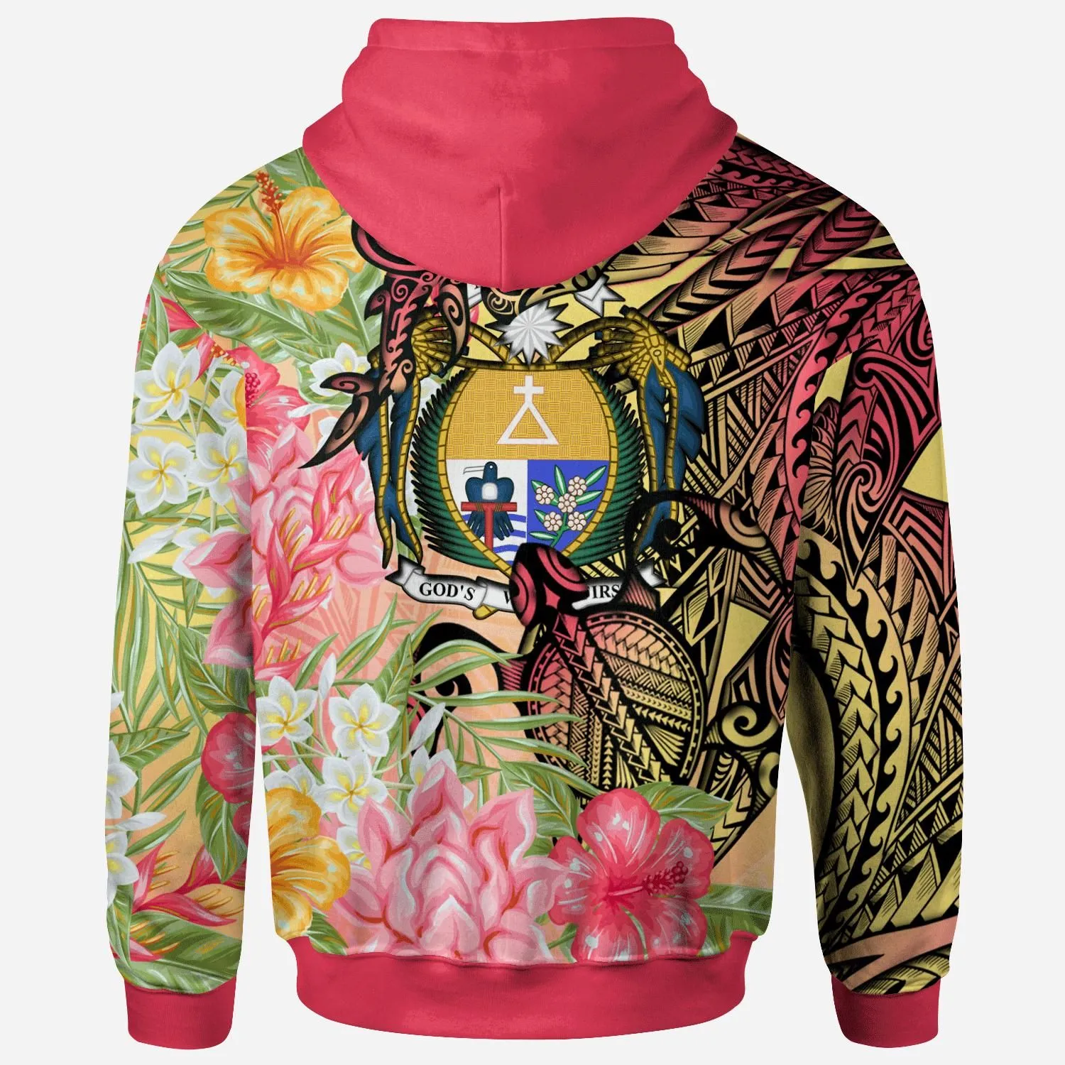 Nauru Hoodie - Flowers Tropical With Sea Animals