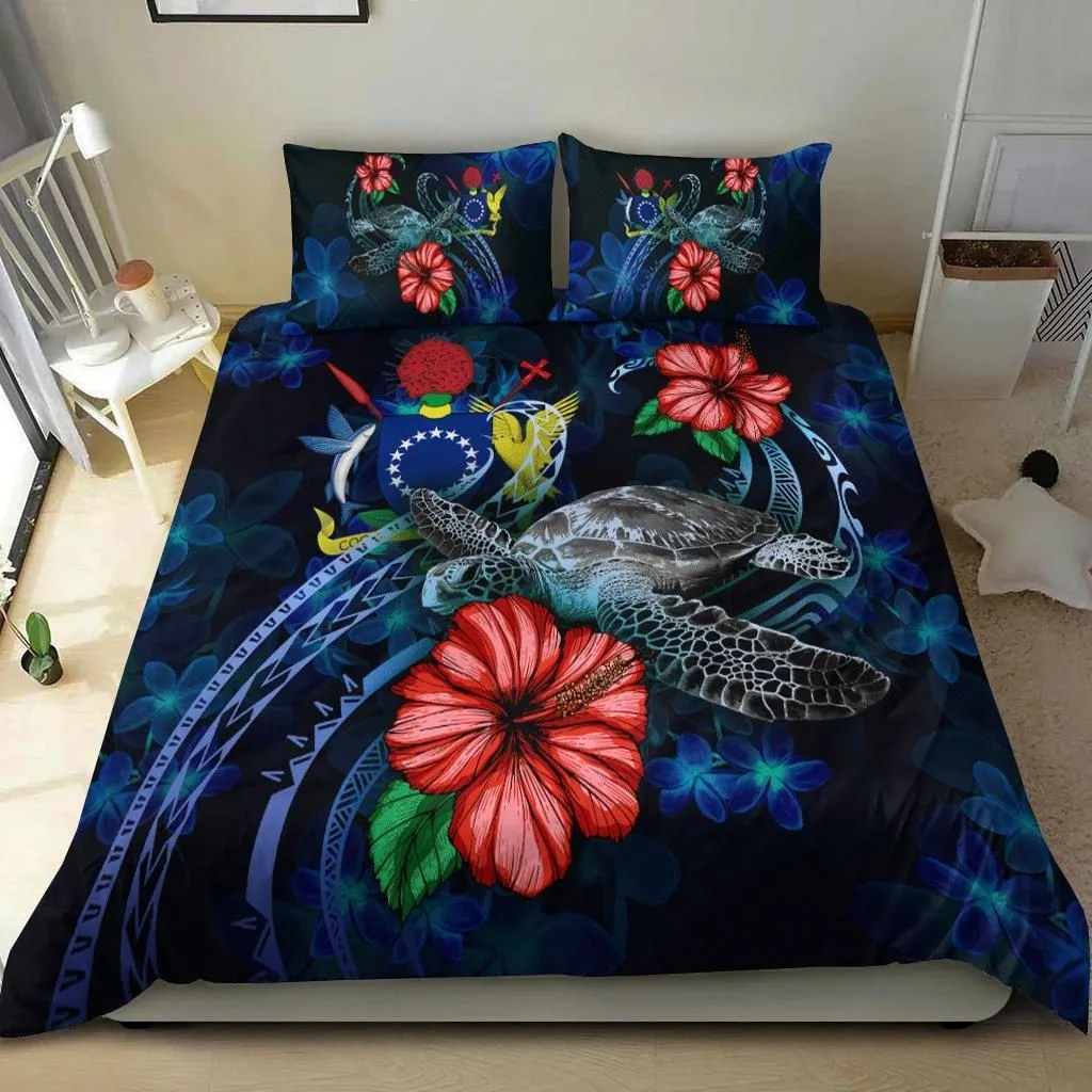 Cook Islands Polynesian Bedding Set - Blue Turtle Hibiscus