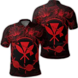 Hawaii Kanaka Turtle Hibiscus Polynesian Polo Shirt - Anthea Style Red - AH