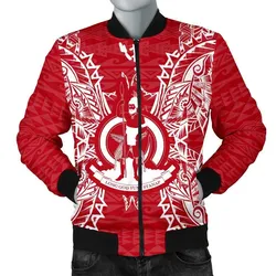 Vanuatu Polynesian Mens Bomber Jacket Map Red White