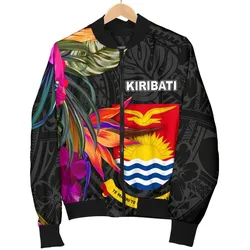 Kiribati Mens Bomber Jacket - Polynesian Hibiscus Pattern