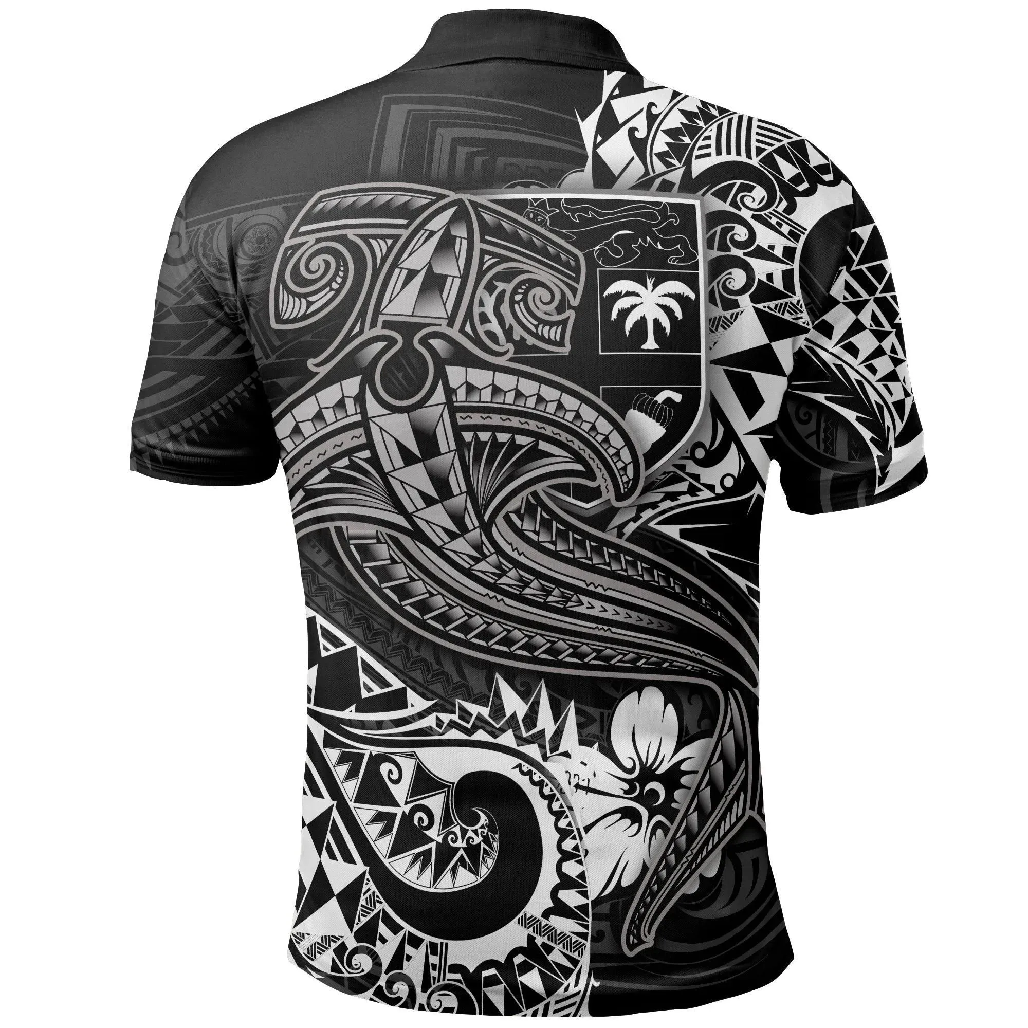 Alohawaii Shirt - Polo Shirt Fiji - White Shark Polynesian Tattoo - BN18