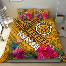 FamilyGater Bedding Set - Cover and Pillow Cases Hawaii - Kanaka Maoli With Hibiscus On Polynesian Patterns (YELLOW) - BN25
