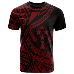 Kosrae State T-Shirt - Plumeria Flowers Red Version