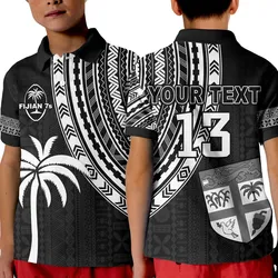 (Custom Text and Number) Fiji Rugby Sevens Polo Shirt KID Fijian 7s Tapa Polynesian LT13