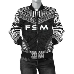 Federated States Of Micronesia Polynesian Chief Women'S Bomber Jacket - Black Version - Bn10