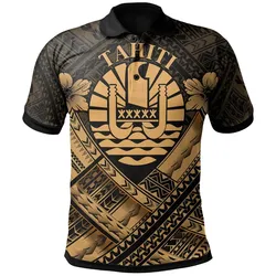 Tahiti Polynesian  Polo Shirts - Tahiti Gold Seal Camisole Hibiscus Style - BN18