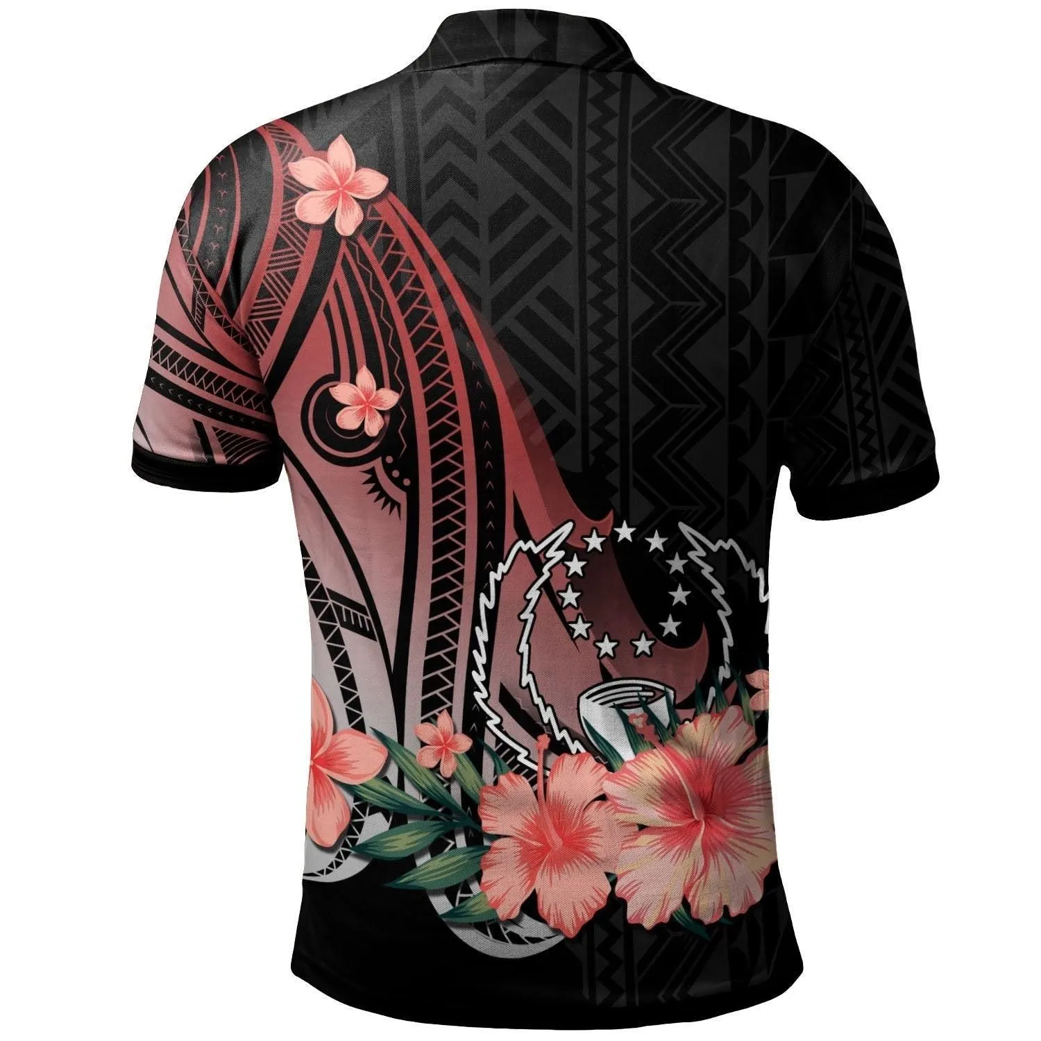 Pohnpei Personalised Custom Polo Shirt - Red Polynesian Hibiscus Pattern Style