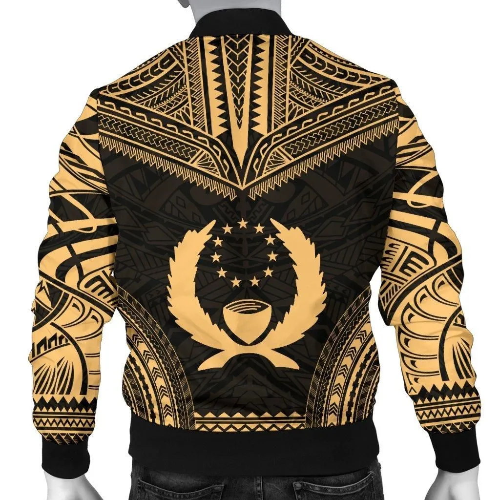 Pohnpei Polynesian Chief Mens Bomber Jacket - Gold Version