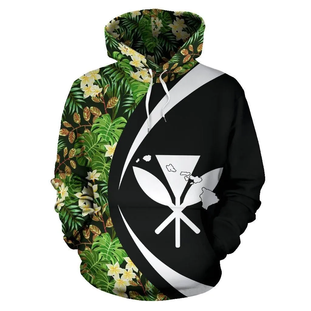 Kanaka Tropical Leaves And Plumeria Hoodie - Circle Style
