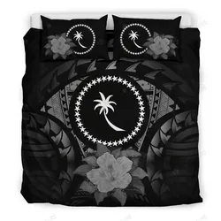 Chuuk Hibiscus Gray And Black Bedding Set Bedroom Decor