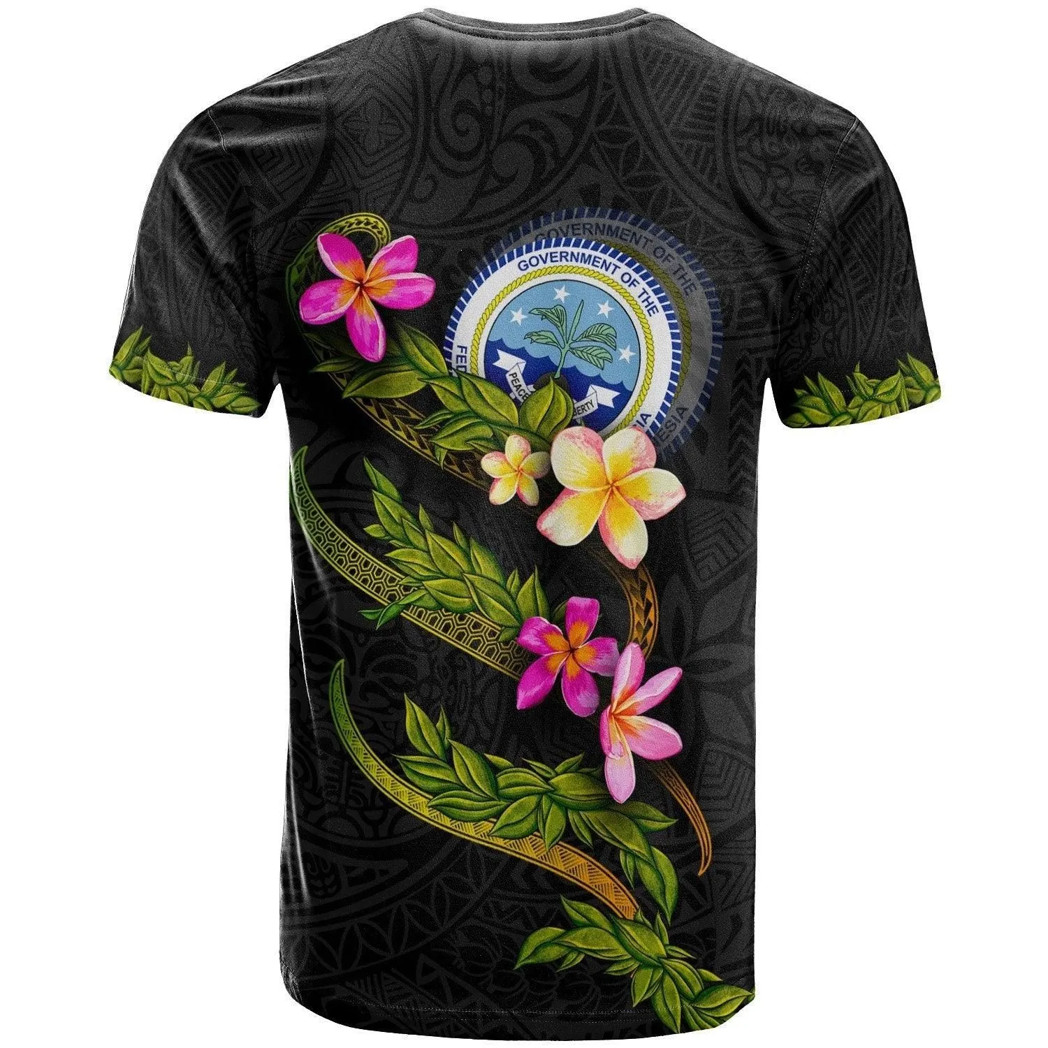 Federated States Of Micronesia Custom Personalised T-Shirt - Plumeria Tribal
