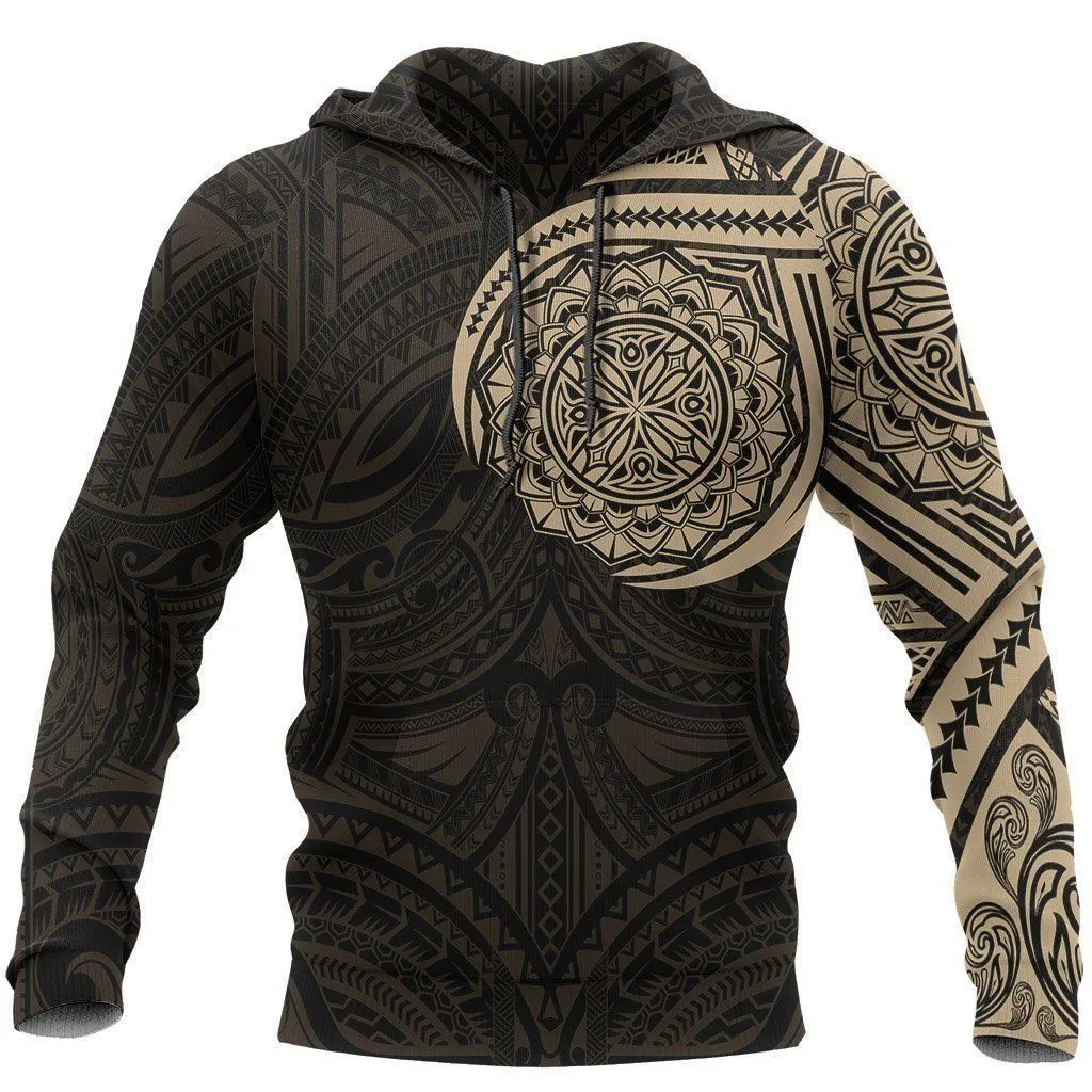 Polynesian Native Golden Flowers Tattoo Style Hoodie Bt06