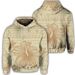 Hawaiian Hibiscus Plumeria Kanaka Polynesian Vintage Hoodie