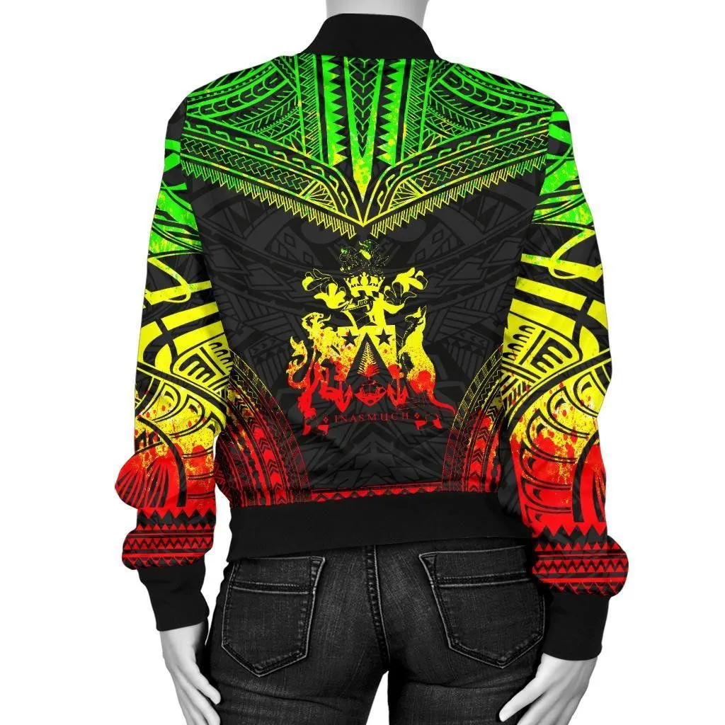 Norfolk Island Polynesian Chief Women'S Bomber Jacket - Reggae Version - Bn10