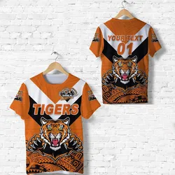 (Custom Personalised) Papua New Guinea Lae Snax Tigers T Shirt Rugby Simple Style - Orange, Custom Text And Number LT8