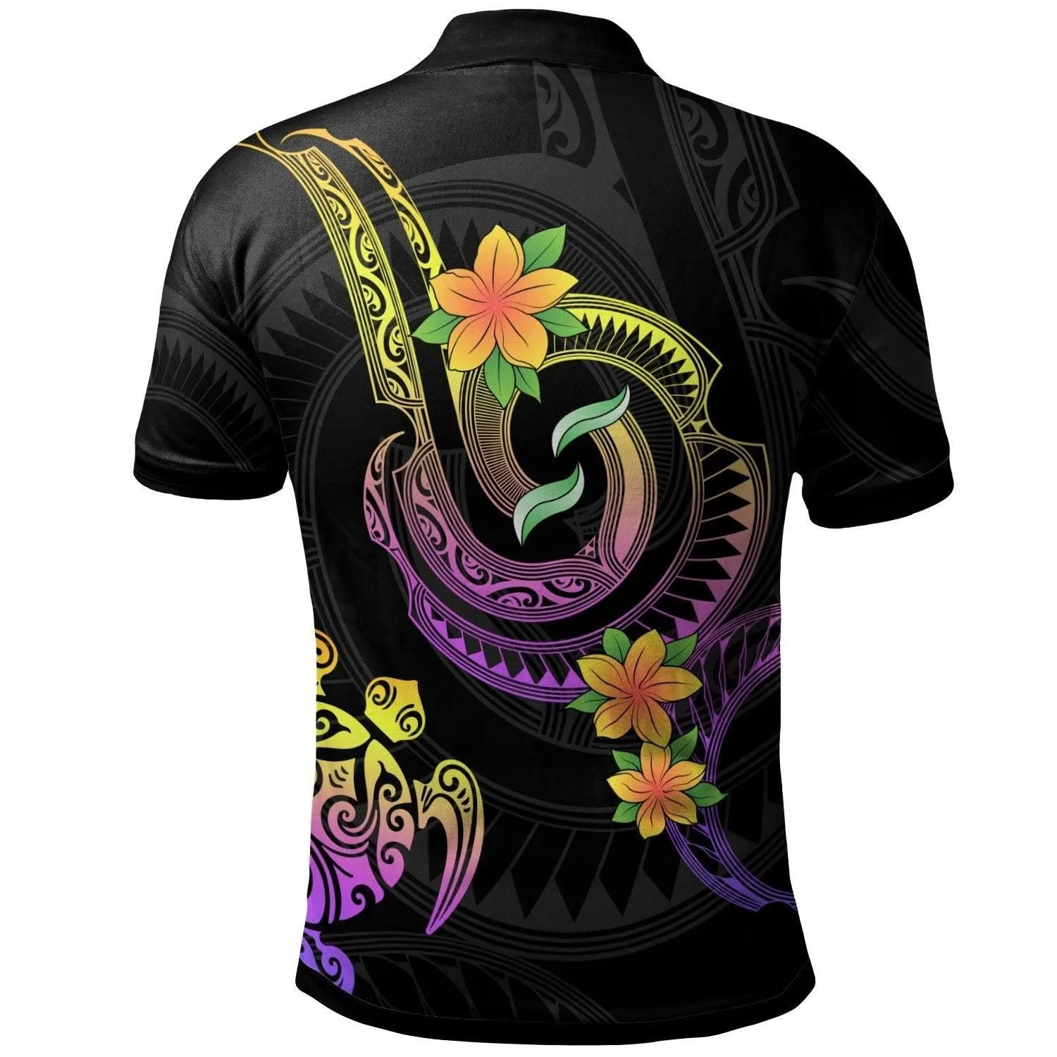 Polynesian Custom Personalised Polo shirt - Plumeria Flowers with Spiral Patterns