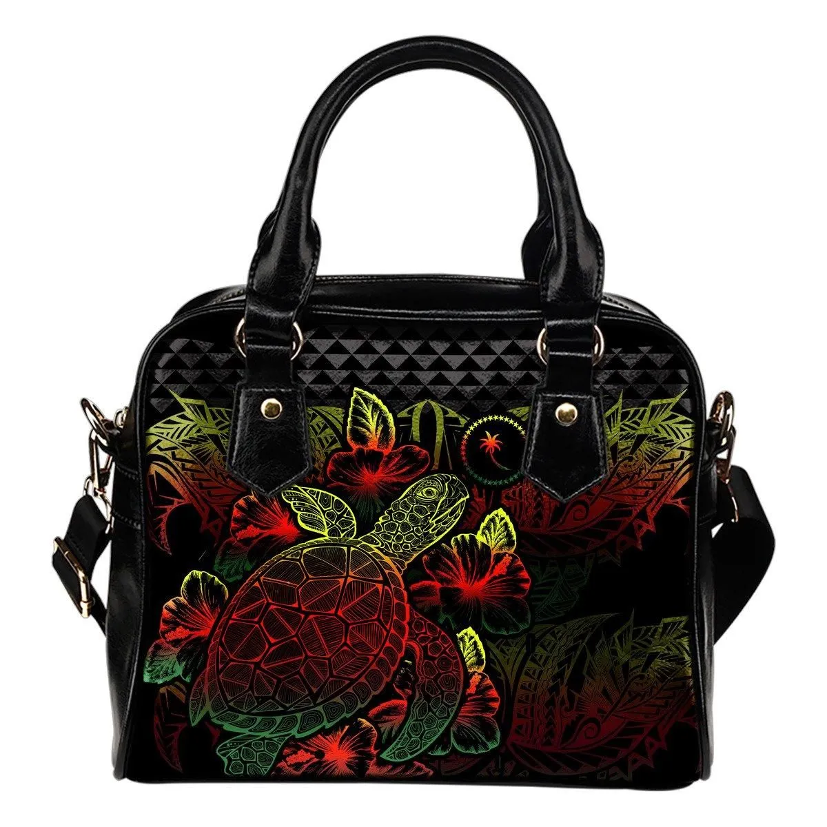 Chuuk Polynesian Shoulder Handbag Turtle Hibiscus Reggae