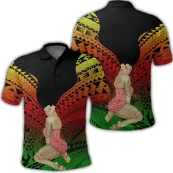 Hawaii Polynesian Hula Girl Wearing Plumeria Polo Shirt Reggae - AH