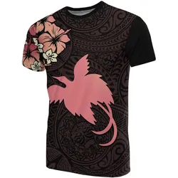 Papua New Guinea T shirts - Papua New Guinea Pink Flag Hibiscus
