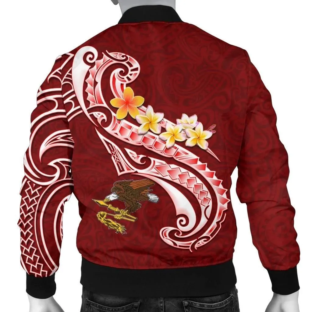 FamilyGater Jacket - Bomber Jacket American Samoa - AS Seal Polynesian Patterns Plumeria - BN25