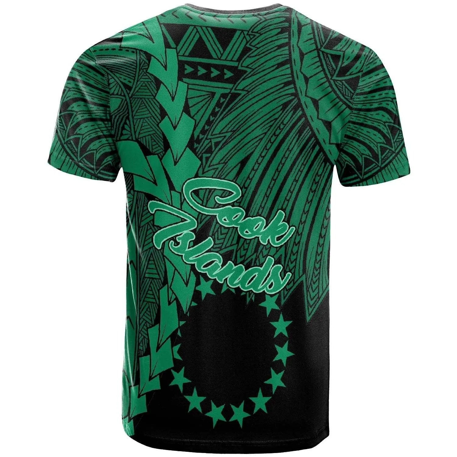 Cook Islands T Shirt - Tribal Wave Tattoo Green