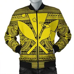 Hawaiian Kanaka Polynesian Tribal Bomber Jacket Reggae Color Yellow