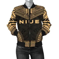 Niue Polynesian Chief Women'S Bomber Jacket - Gold Version - Bn10
