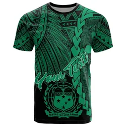 Samoa Polynesian Custom Personalised T-Shirt - Tribal Wave Tattoo Green