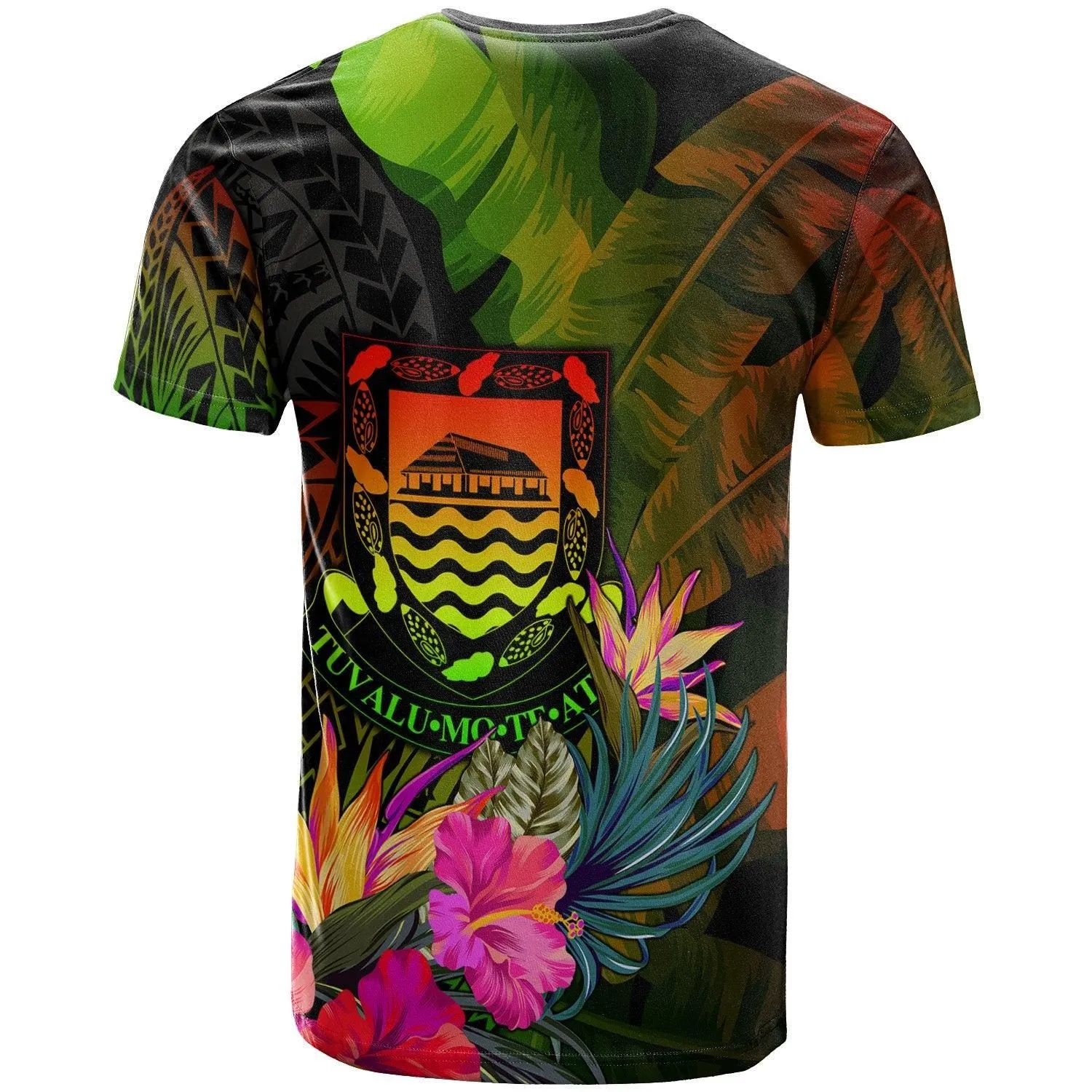 Tuvalu Polynesian Personalised T-Shirts -Hibiscus and Banana Leaves