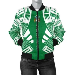 Norfolk Island Women Bomber Jacket - Polynesian Tattoo Flag - BN0110