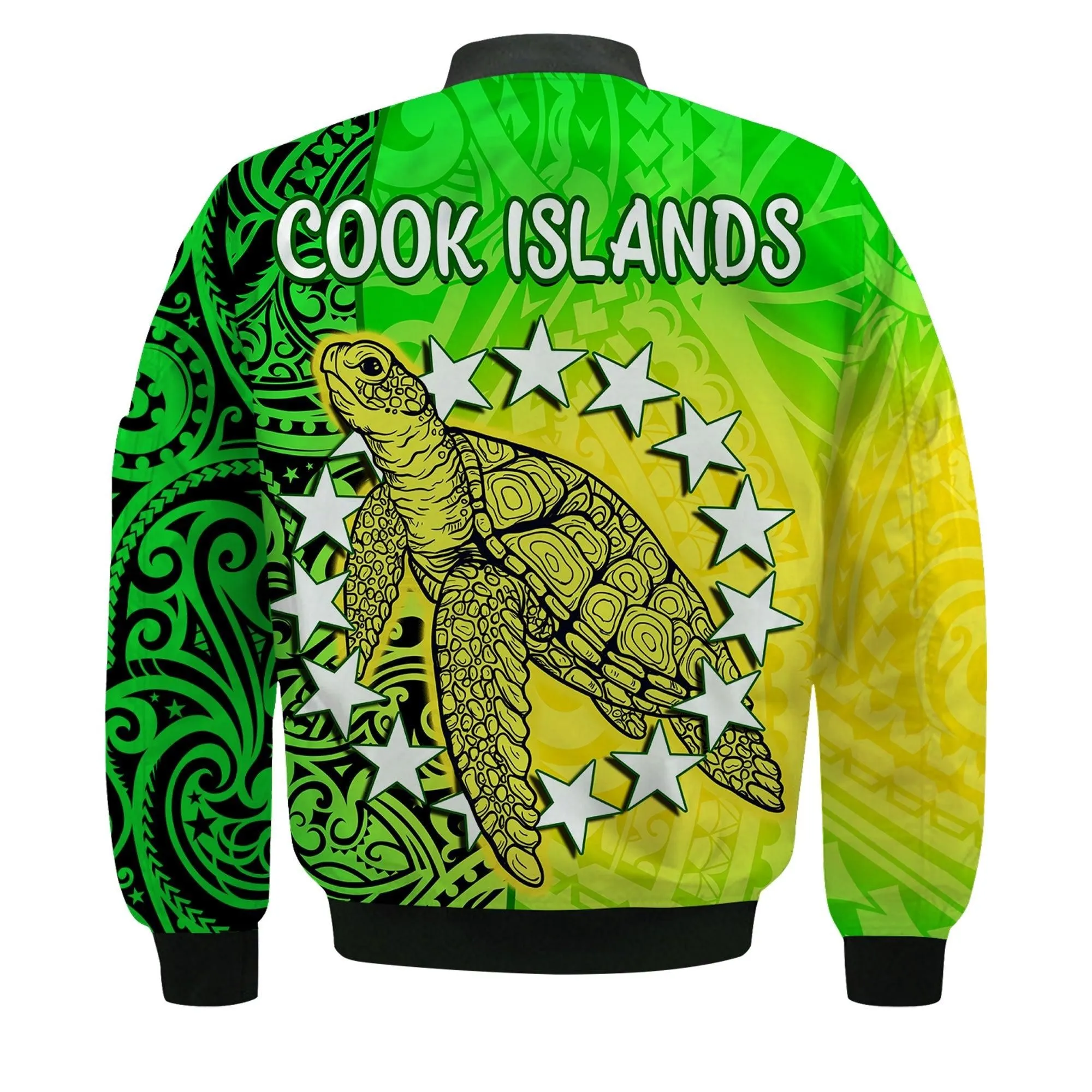 Cook Islands Bomber Jacket Cook Islands Coat Of Arms Turtle Polynesian LT14