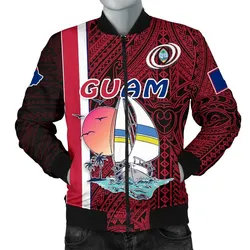 Guam Rugby Men Bomber Jacket Polynesian Sailboat Style