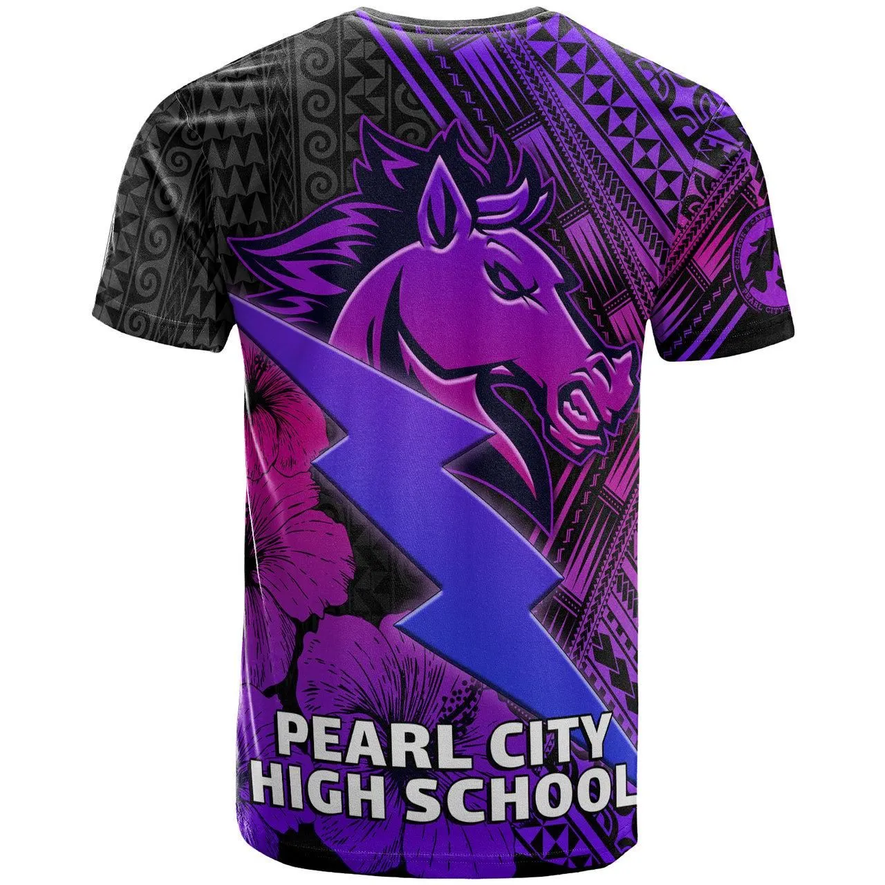 Hawaii Custom Personalised T-Shirt - Pearl City High School Horse and Thunder Hibiscus Polynesian LT10