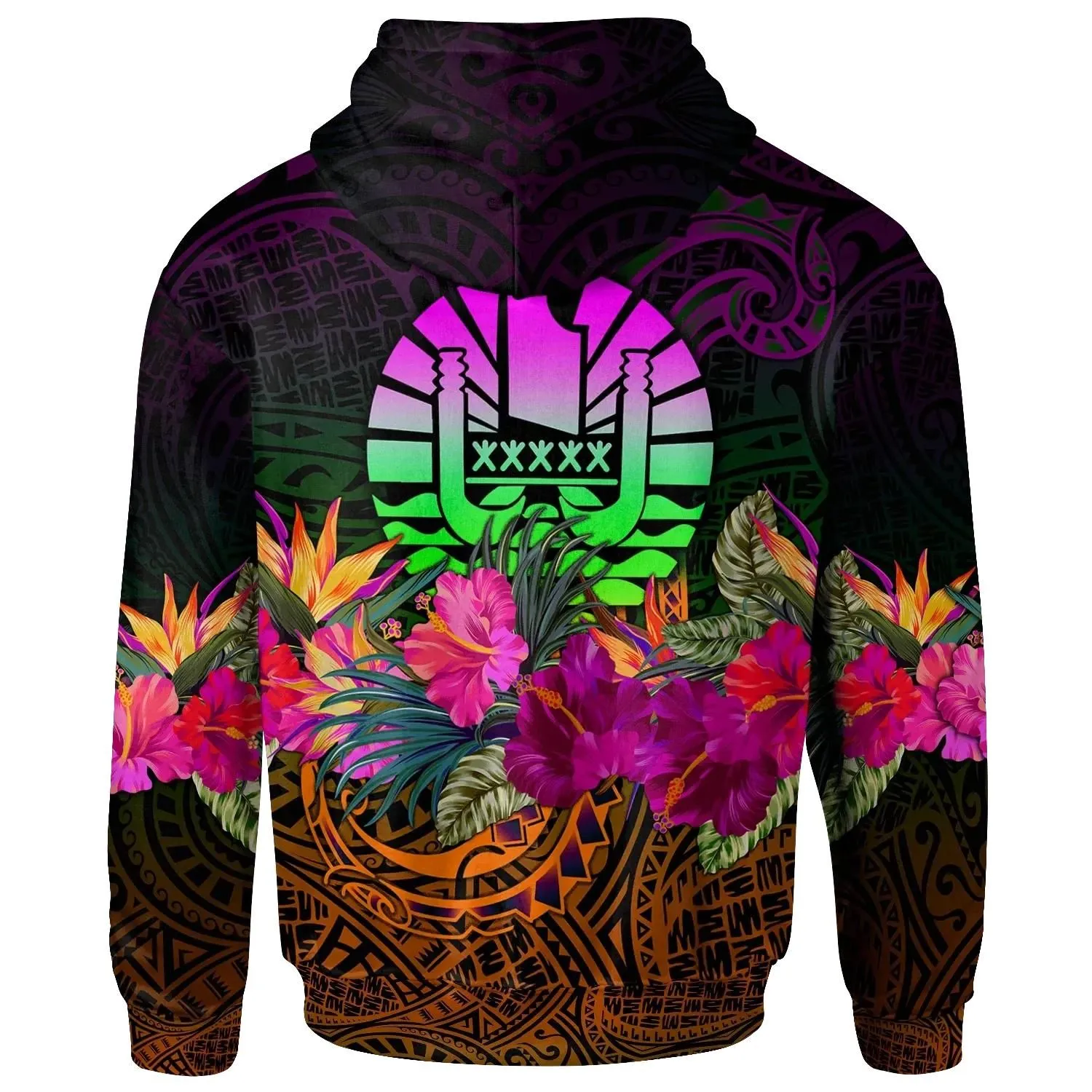 Tahiti Polynesian Hoodie - Summer Hibiscus - bn15