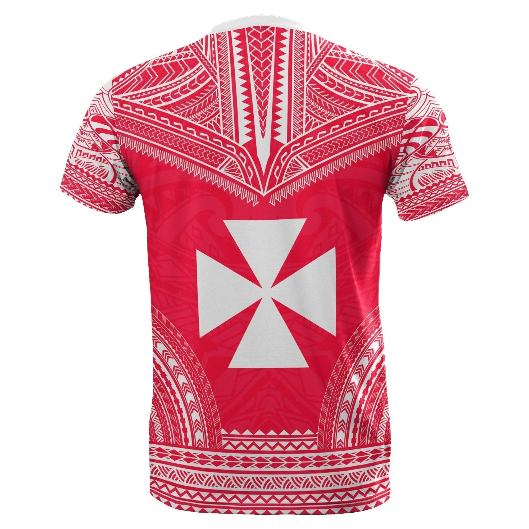 Wallis and Futuna All Over T shirt - Wallis and Futuna Coat Of Arms Polynesian Tattoo Style Red Version