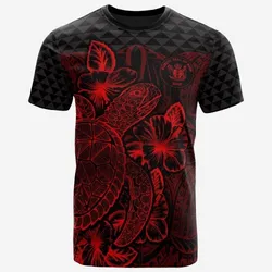 Niue T shirt - Niue Seal Turtle Hibiscus Red