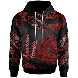 American Samoa Polynesian Hoodie - Poly Tattoo Red Version
