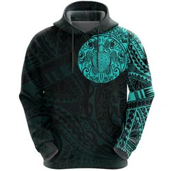 Turtle Tattoo Hoodie Polynesian - Bleu Clair A7