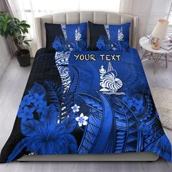 (Custom Personalised) New Caledonia Bedding Set Nautilus Blue Polynesian Hibiscus LT13