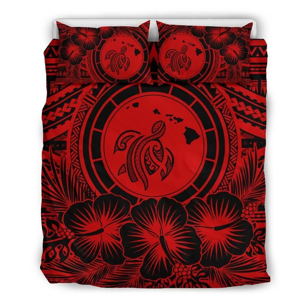 Alohawaii Bedding Set Hawaii Map Honu Hibiscus Red Polynesian Bedding Set Ah Jg Dhc1712666Dd