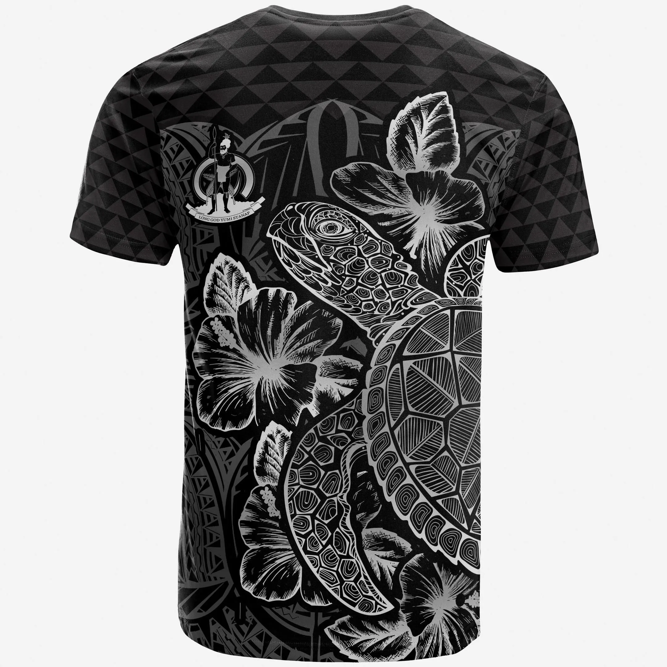 Alohawaii T-Shirt - Tee Vanuatu Polynesian - Turtle Hibiscus Black - BN39