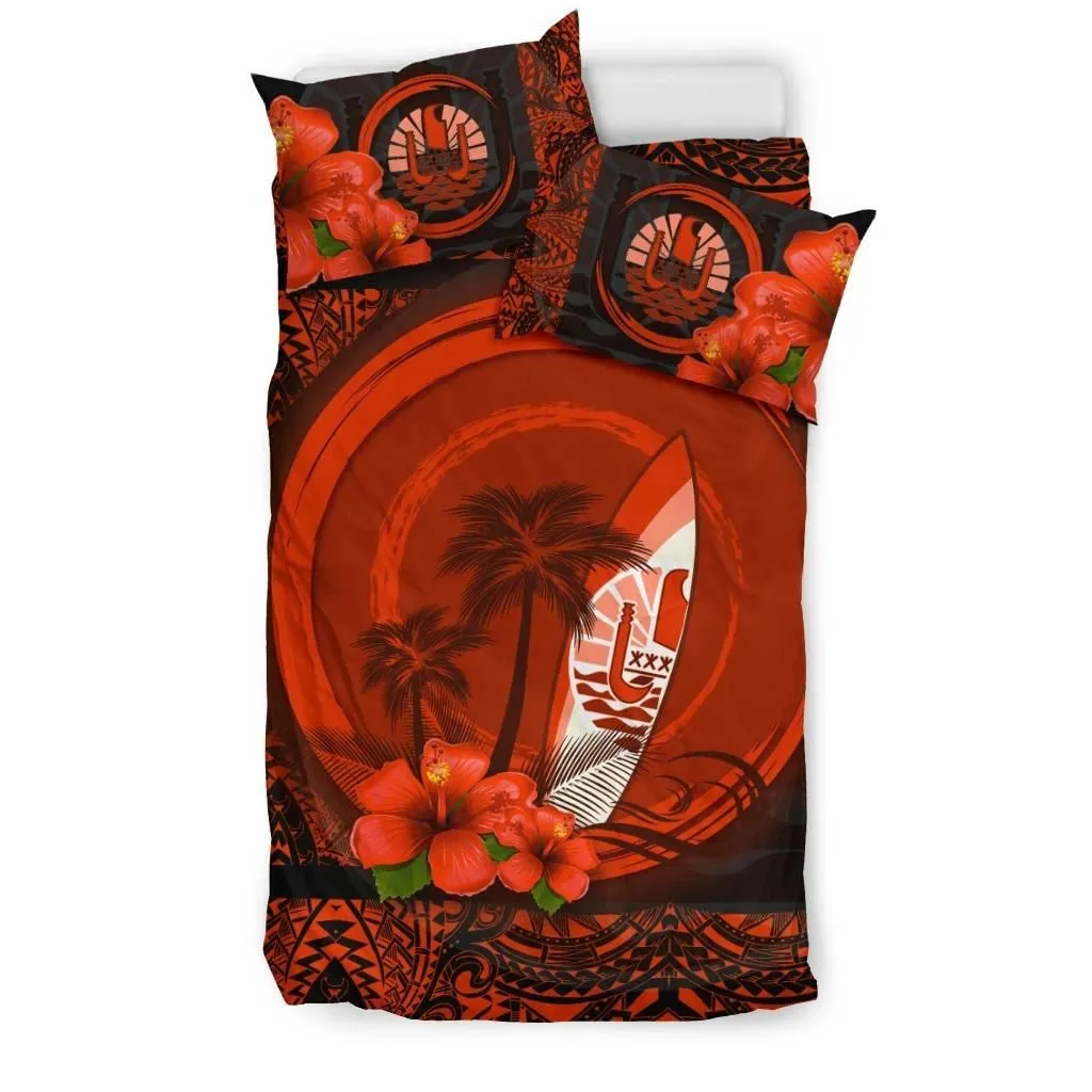 Tahiti Bedding Set Polynesian Coat Of Arms Hibiscus Th5