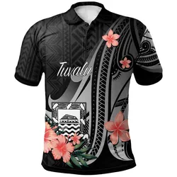 Tuvalu Polo Shirt - Polynesian Hibiscus Pattern Style